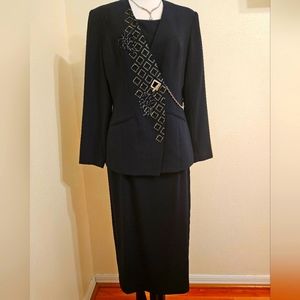 FELICE Two Piece Ladies Elegant Navy Suit